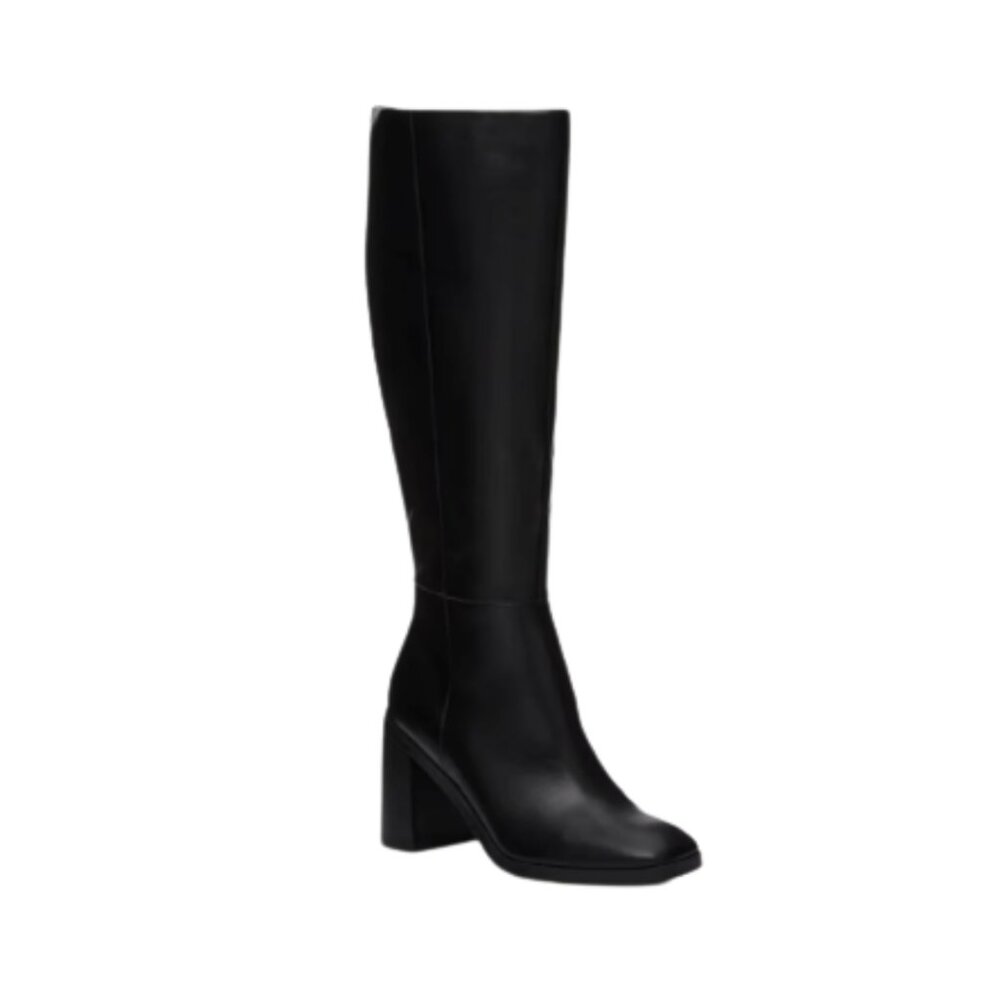 Dolce Vita Wide-Calf Black Leather Knee-High Boots